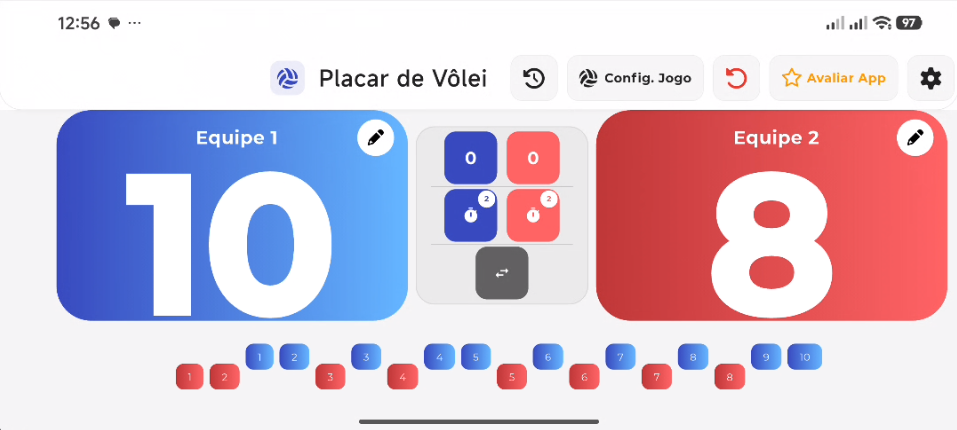 Captura de tela do Placar de Vôlei